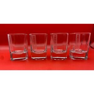 LUKSUSOWA (4) Polish Vodka Square Shooter Shot Glasses Etched Logo Party 2.5”